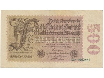 75106 75106 75106 nemecko 500 millionen mark 1923 vodoznak kreuzblutten ro 109b