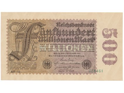 Německo, 500 Millionen Mark 1923, vodoznak Hakensterne, Ro.109d