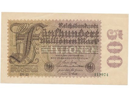 75121 75121 75121 nemecko 500 millionen mark 1923 vodoznak hakensterne ro 109d