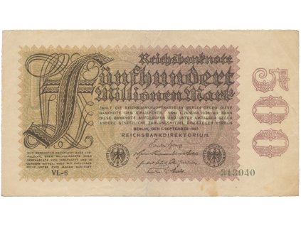 75124 75124 75124 nemecko 500 millionen mark 1923 vodoznak hakensterne ro 109d