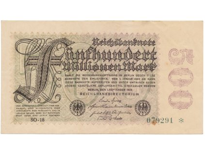 75145 75145 75145 nemecko 500 millionen mark 1923 vodoznak sterne ro 109h