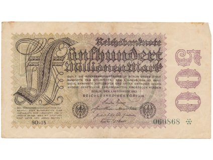 75151 75151 75151 nemecko 500 millionen mark 1923 vodoznak sterne ro 109h