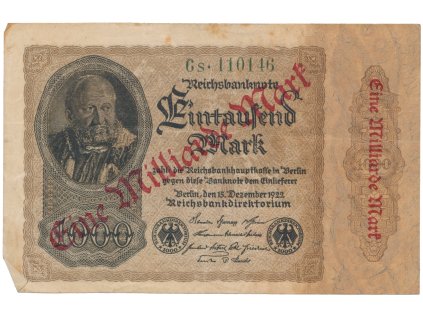 75172 75172 75172 nemecko 1 milliarde mark 1923 ro 110b