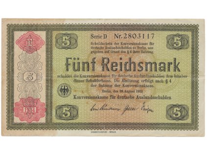 Německo, 5 Reichsmark 1933 (1934), Ro.708a