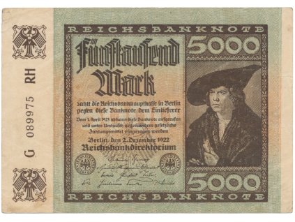 Německo, 5000 Mark 1922, Ro.80a