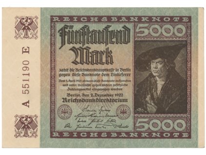 Německo, 5000 Mark 1922, Ro.80c