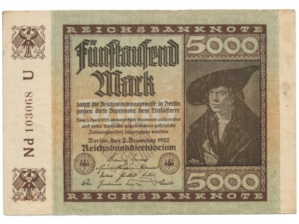 Německo, 5000 Mark 1922, Ro.80e