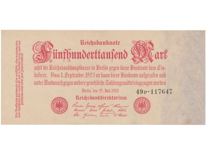 76045 76045 76045 nemecko 500 000 mark 1923 ro 91b