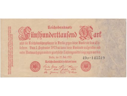 76051 76051 76051 nemecko 500 000 mark 1923 ro 91b