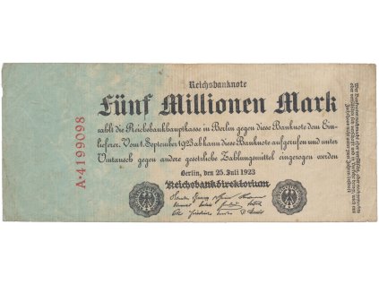 76126 76126 76126 nemecko 5 millionen mark 1923 ro 94