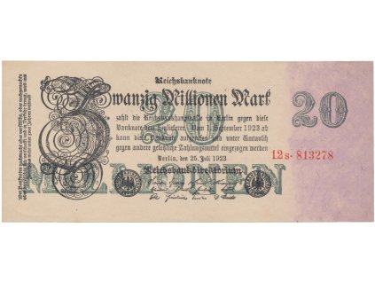 76165 76165 76165 nemecko 20 millionen mark 1923 ro 96b
