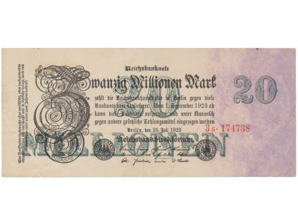 76168 76168 76168 nemecko 20 millionen mark 1923 ro 96b