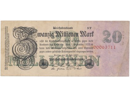 Německo, 20 Millionen Mark 1923, Ro.96d