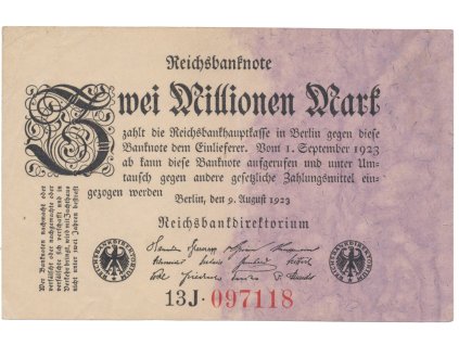76309 76309 76309 nemecko 2 millionen mark 1923 ro 102b