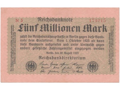 76417 76417 76417 nemecko 5 millionen mark 1923 ro 104b