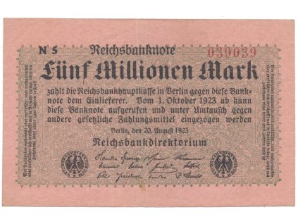 76426 76426 nemecko 5 millionen mark 1923 ro 104c