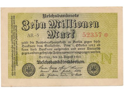 76444 nemecko 10 millionen mark 1923 ro 105b