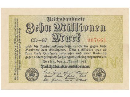 76447 nemecko 10 millionen mark 1923 ro 105c