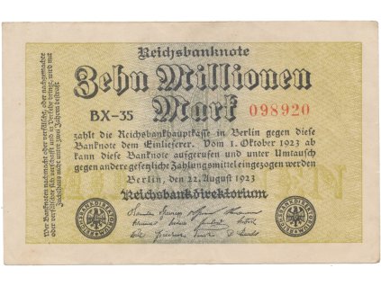76450 nemecko 10 millionen mark 1923 ro 105c
