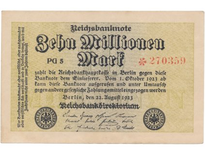 76453 nemecko 10 millionen mark 1923 ro 105d