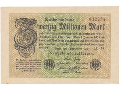 76459 nemecko 20 millionen mark 1923 ro 107a