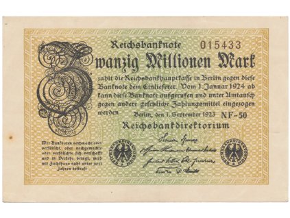 76471 nemecko 20 millionen mark 1923 ro 107e