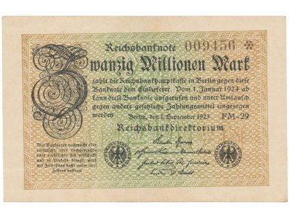 76474 nemecko 20 millionen mark 1923 ro 107e