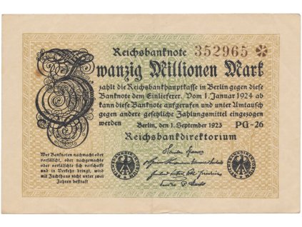 76486 nemecko 20 millionen mark 1923 ro 107g