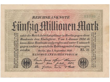 76504 nemecko 50 millionen mark 1923 ro 108d