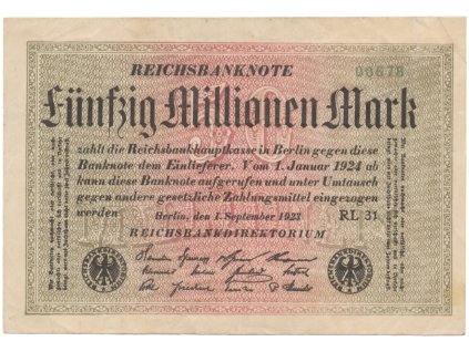 76510 nemecko 50 millionen mark 1923 ro 108d