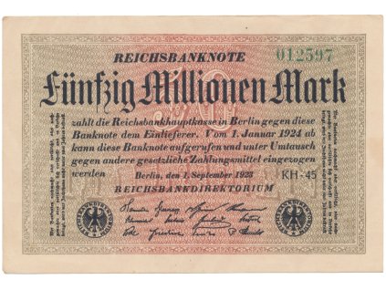 76525 76525 76525 nemecko 50 millionen mark 1923 ro 108e