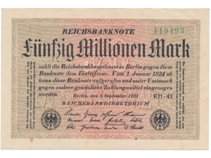 76540 nemecko 50 millionen mark 1923 ro 108h