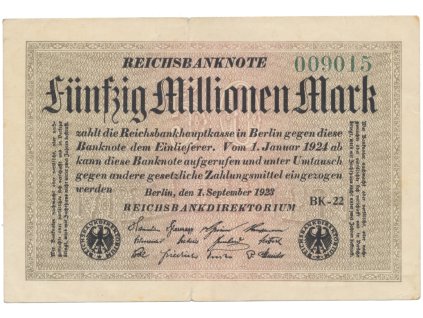 76543 76543 76543 nemecko 50 millionen mark 1923 ro 108h