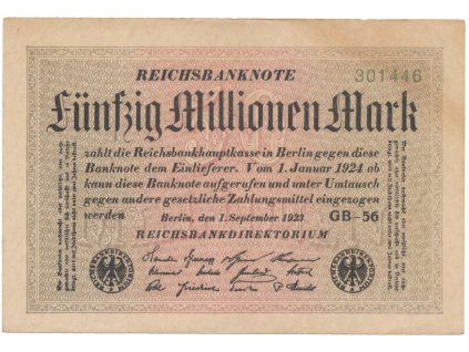 76549 76549 76549 nemecko 50 millionen mark 1923 ro 108ja