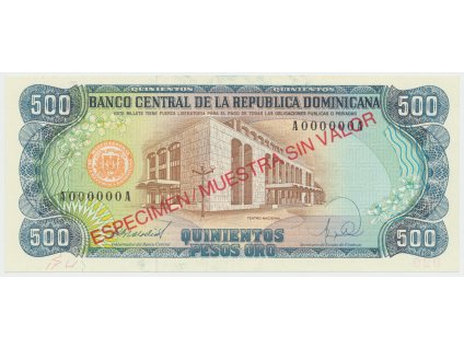 76621 76621 76621 dominikanska republika 500 pesos oro 1988 p 129s