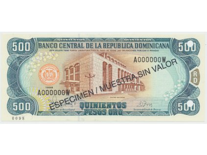 76627 76627 dominikanska republika 500 pesos oro 1998 p 157s3