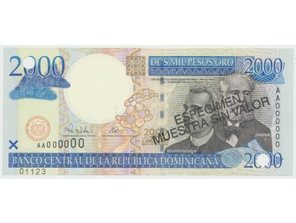 Dominikánská republika, 2000 Pesos Oro 2000, P.164s