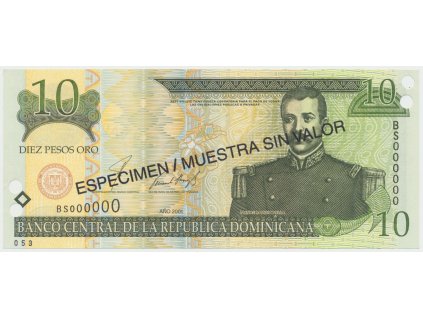 76660 76660 76660 dominikanska republika 10 pesos oro 2001 p 165s2