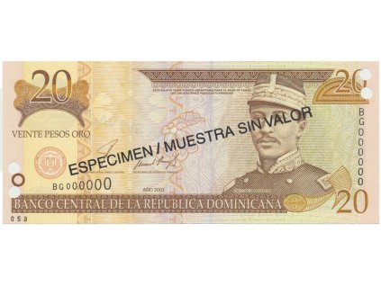 76663 dominikanska republika 20 pesos oro 2001 p 166s2