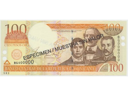 76666 dominikanska republika 100 pesos oro 2001 p 167s2