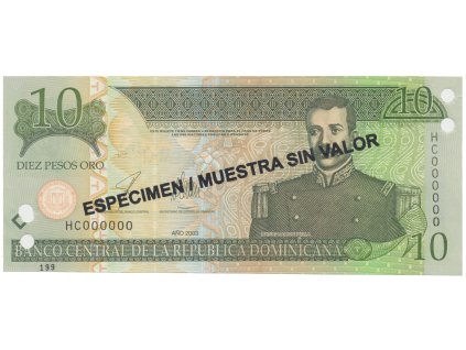 76669 76669 76669 dominikanska republika 10 pesos oro 2003 p 168s3