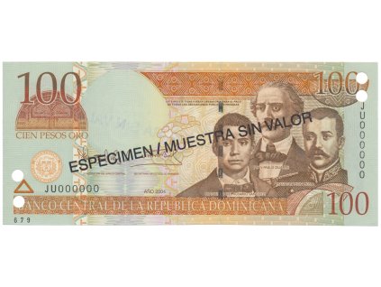 76696 76696 76696 dominikanska republika 100 pesos oro 2004 p 171s4