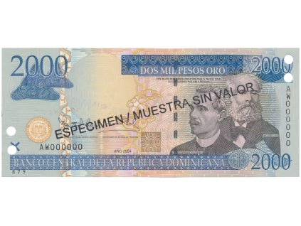 Dominikánská republika, 2000 Pesos Oro 2004, P.174s3