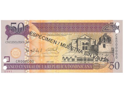 76711 76711 dominikanska republika 50 pesos oro 2008 p 176s2