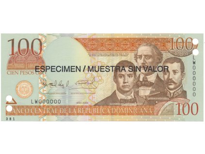 76717 dominikanska republika 100 pesos oro 2006 p 177s1