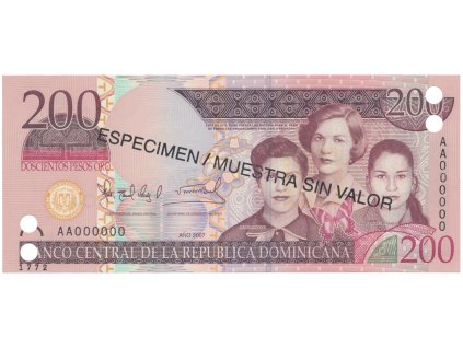 Dominikánská republika, 200 Pesos Oro 2007, P.178s1