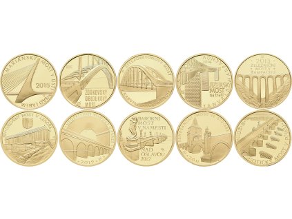 Sada zlatých mincí 5000 Kč - Mosty České republiky, PROOF