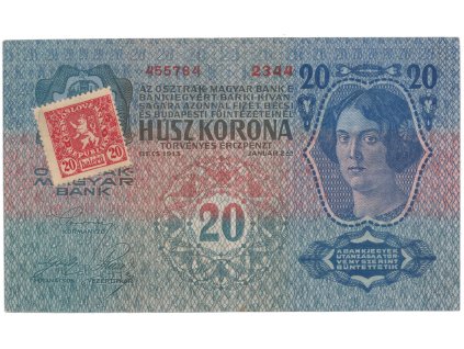 78073 20 koruna 1913 1919 i vydani hej 2