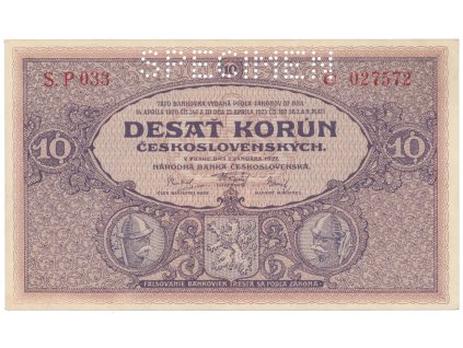 78208 10 koruna 1927 serie p 033 specimen hej 22a s1