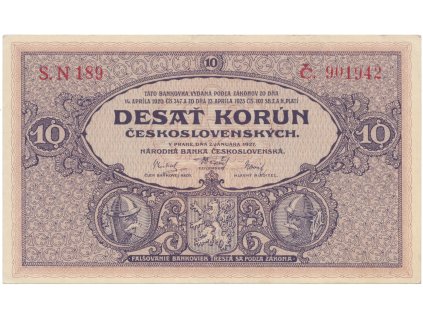 78214 10 koruna 1927 serie n hej 22b